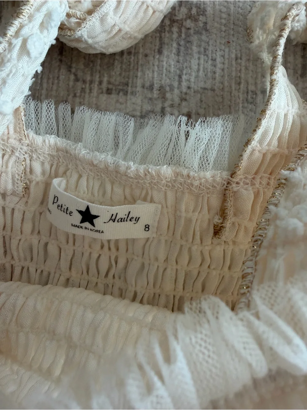 Cream Tulle Party Dress with Star Applique for Kids